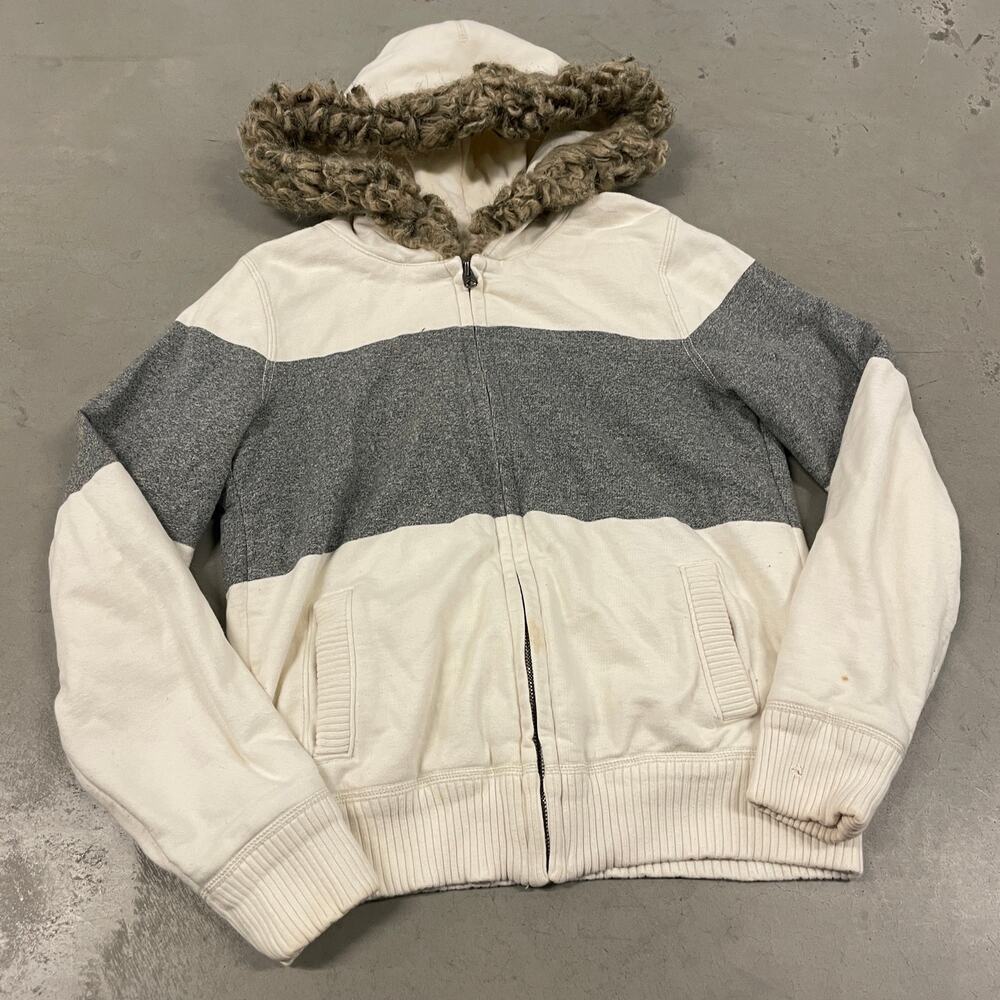 Vintage Y2K stained fur hood American eagle hoodie